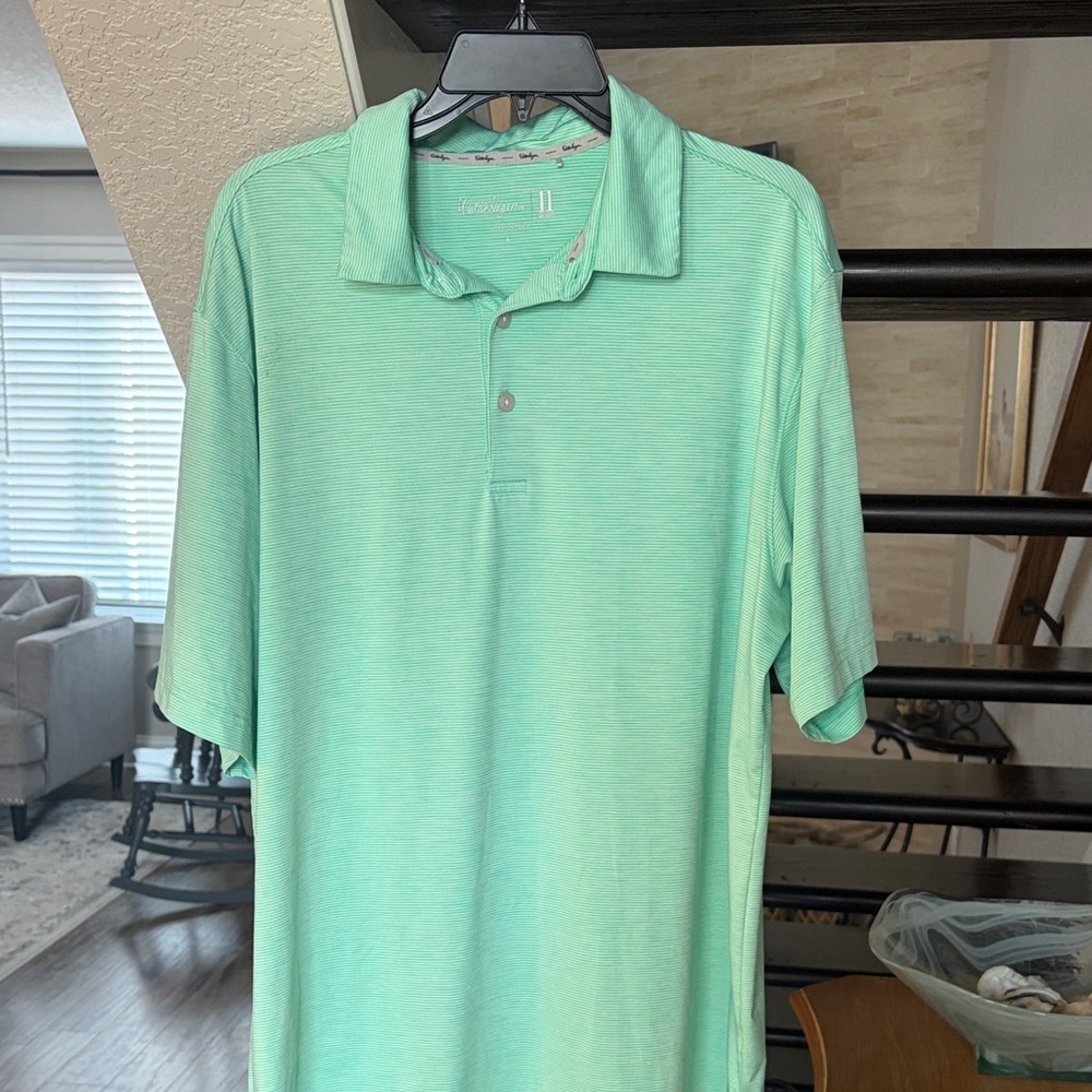 Walter Hagen Mint Green/White Striped Polo Shirt